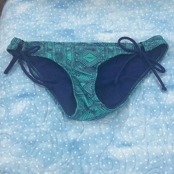 Bikini bottom string geometrical designs blueish turquoise color size S - Picture 4 of 11
